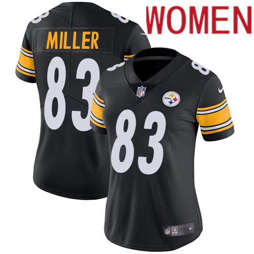 Women Pittsburgh Steelers #83 Heath Miller Nike Black Vapor Limited NFL Jersey->women nfl jersey->Women Jersey